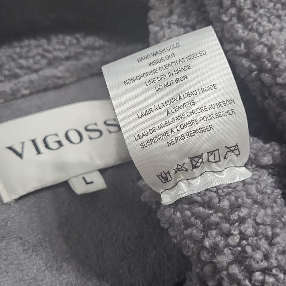NWT Vigoss Grey Sherpa Faux Suede Open Blazer Cardigan Large - Picture 7 of 7
